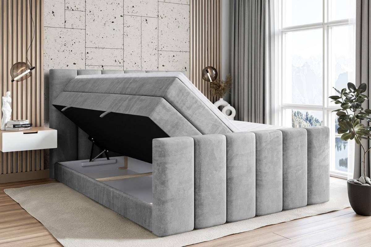 BOXSPRINGBETT BOXI1-Z KING - 160x200 - H3/H4 - Hellgrau - Hellgrau, Holzwerkstoff (160/200cm) - ALTDECOR