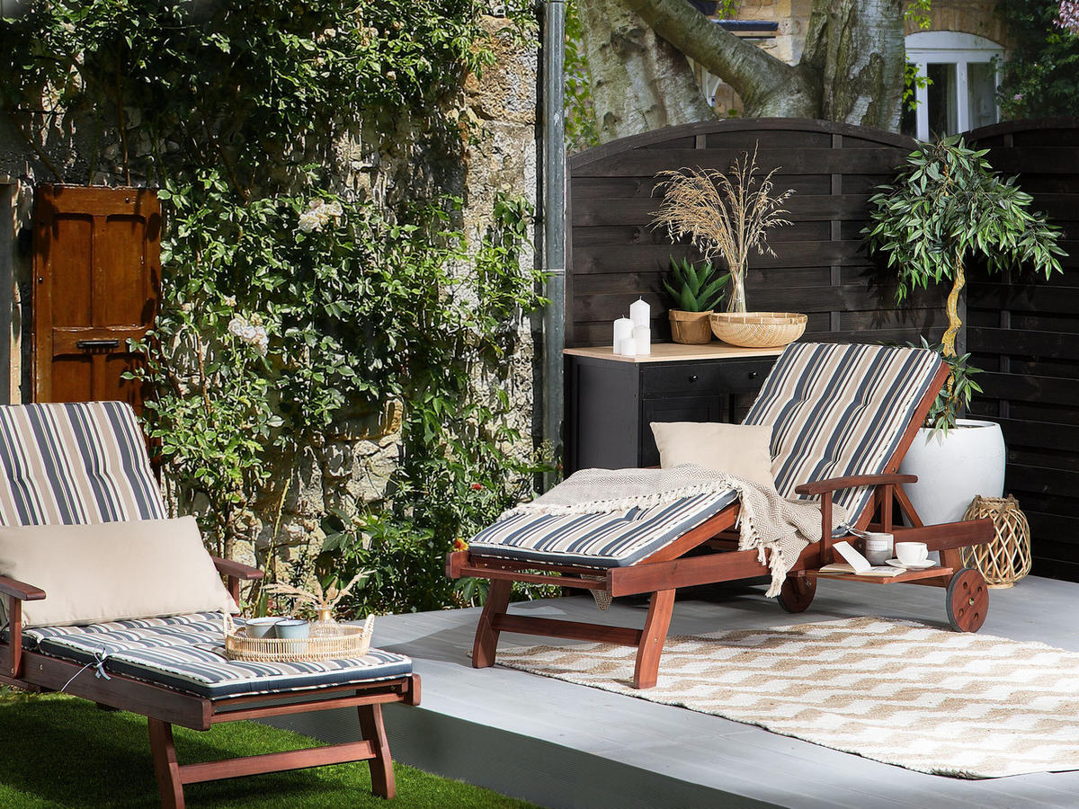 GARTENLIEGE mit Auflage dunkelbraun Toscana - Dunkelbraun, Holz (200/75/64cm) - Beliani