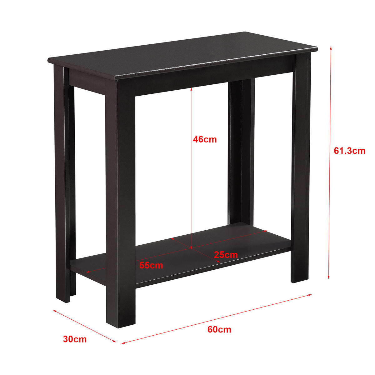 BEISTELLTISCH Chur - Dunkelbraun, Holzwerkstoff (30/60/62cm) - [en.casa]