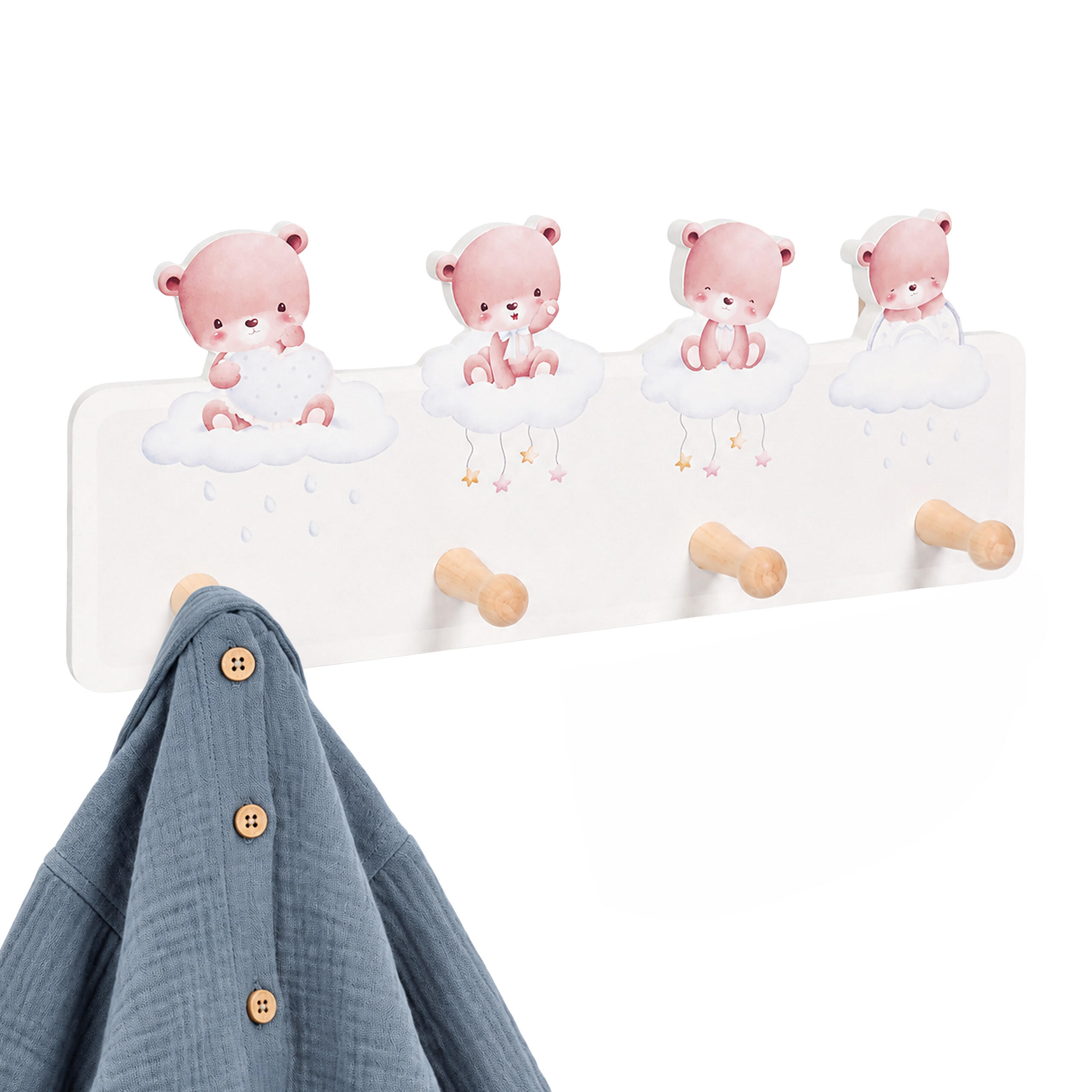 CUIER Multicolor MDF pin 4 carlige 15x38 cm