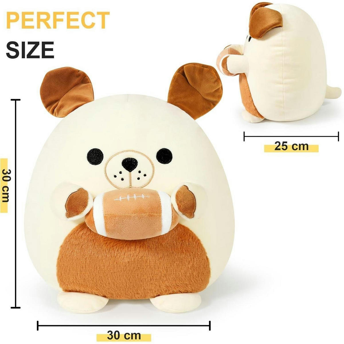 PLÜSCHTIER Bulldogge mit Rugbyball 30 cm - Multicolor, Textil (30/30cm)