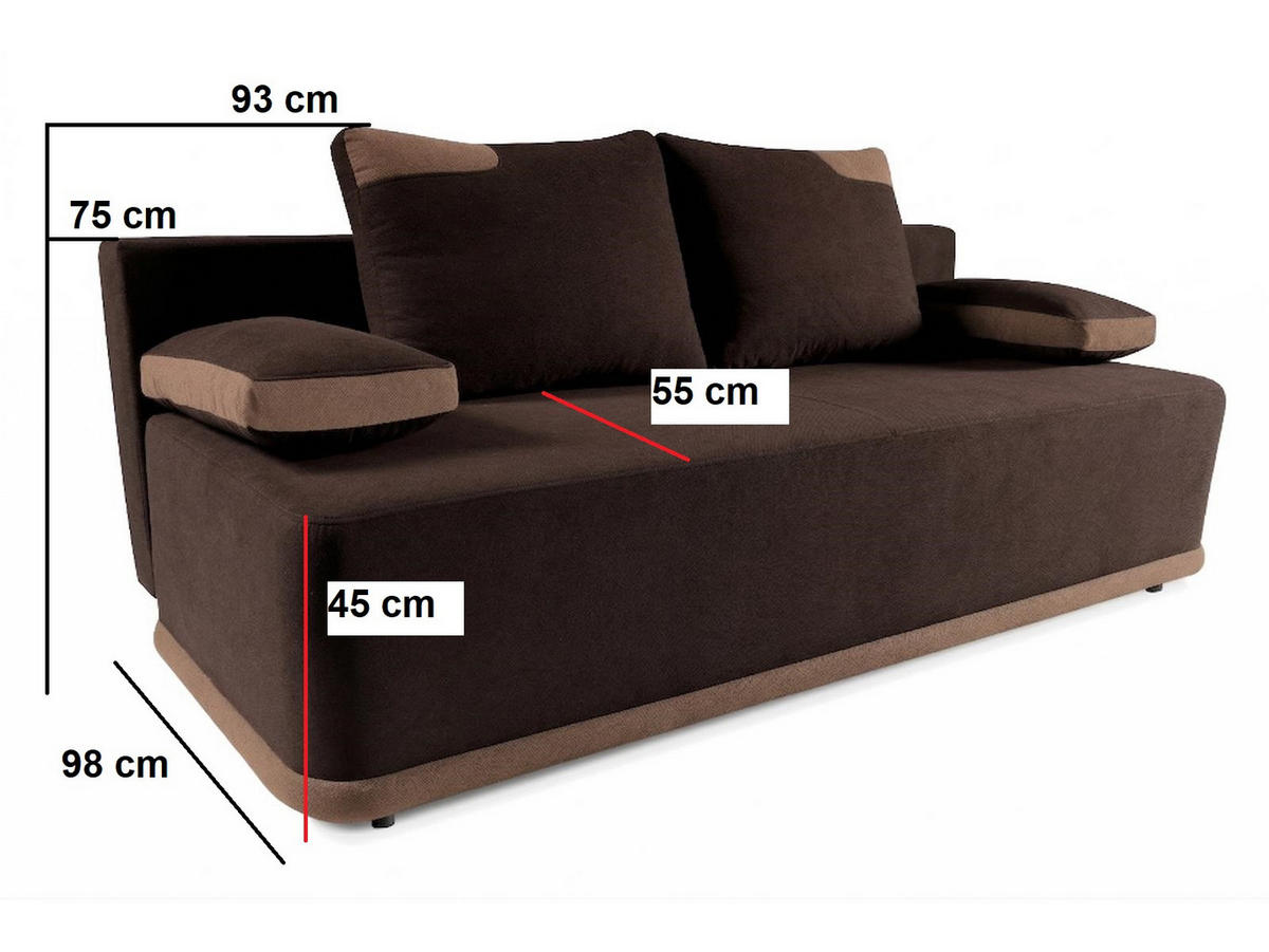 SOFA Blackers Braun, mit Schlaffunktion und Bettkasten - Braun, Holzwerkstoff (200/93/98cm)