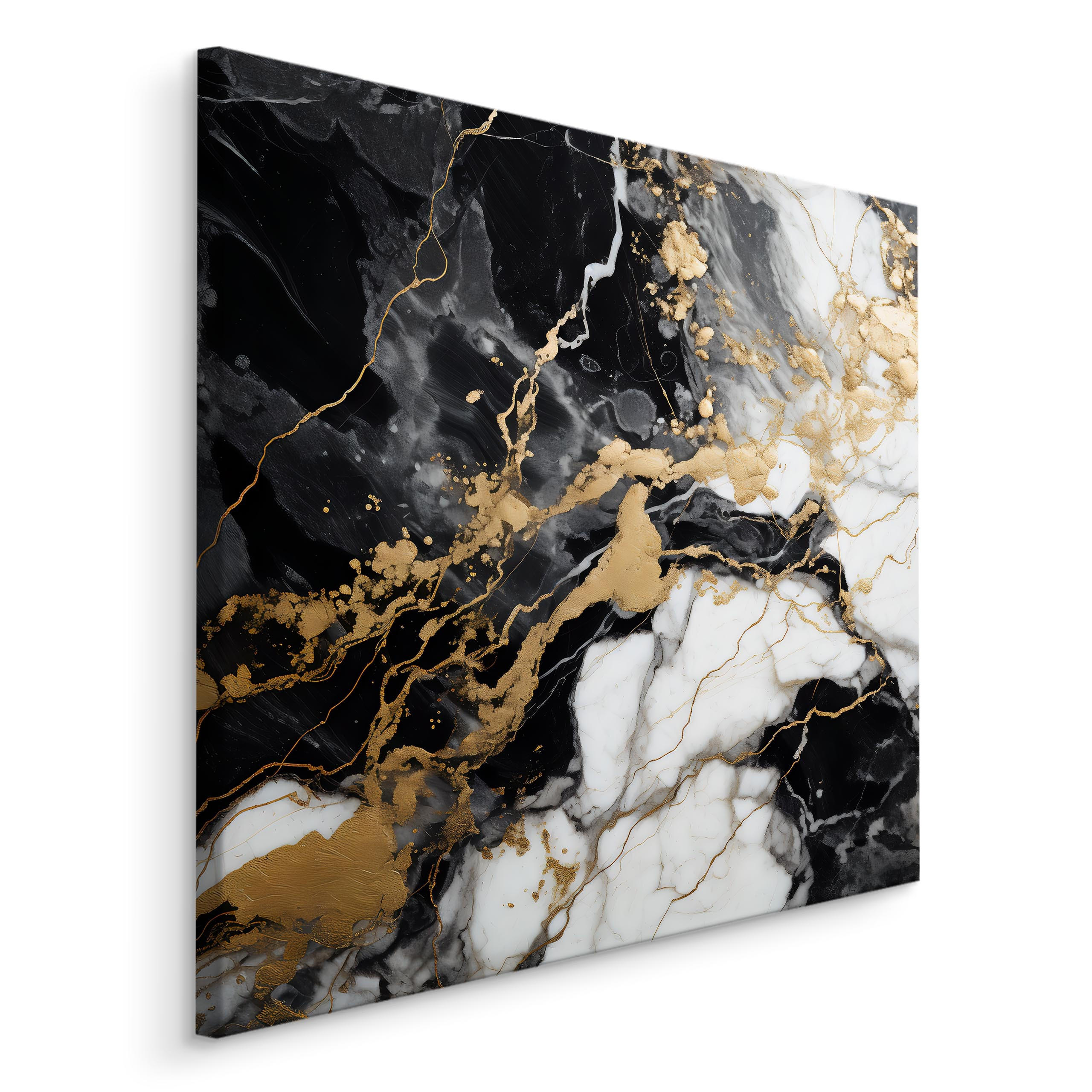 LEINWANDBILD Marmor Muster Abstraktion Glamour 70x70 - Beige/Schwarz, Textil (70/70cm) - Muralo