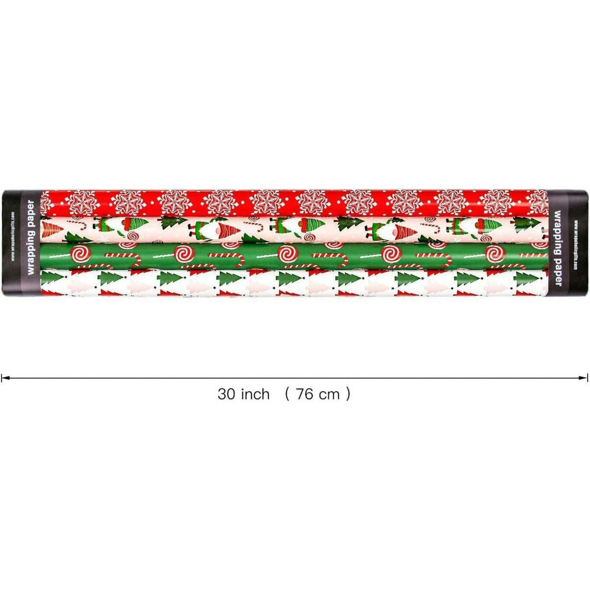 GESCHENKPAPIER 4 Rollen Set Weihnachtsmotive 76 cm x 305 cm - Multicolor, Papier (4/76/15cm)