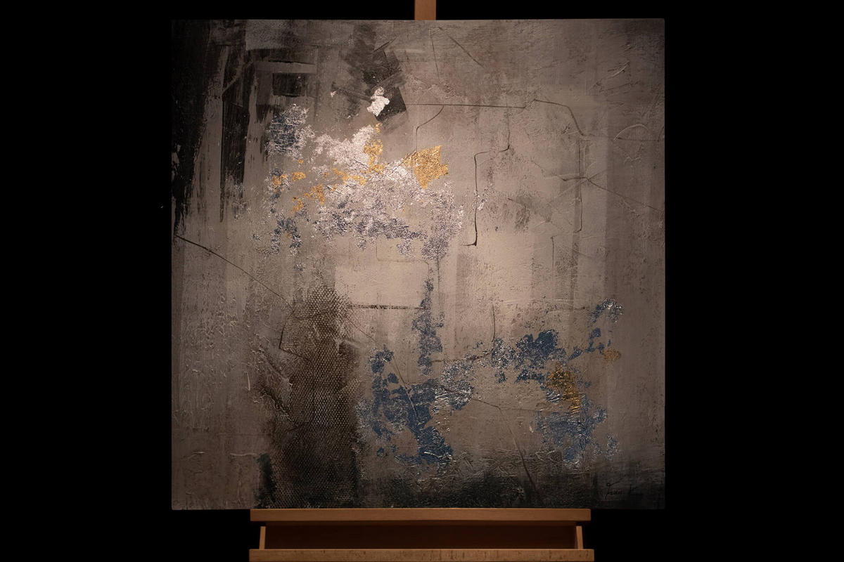 ÖLGEMÄLDE 80/80 cm - Grau, Holz/Textil (80/80cm) - KUNSTLOFT