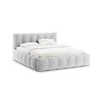 BETT mit Bettkasten und Kopfteil Lupine aus Chenille-Stoff silber 140x200cm - Silberfarben, Textil (140/200cm) - Micadoni
