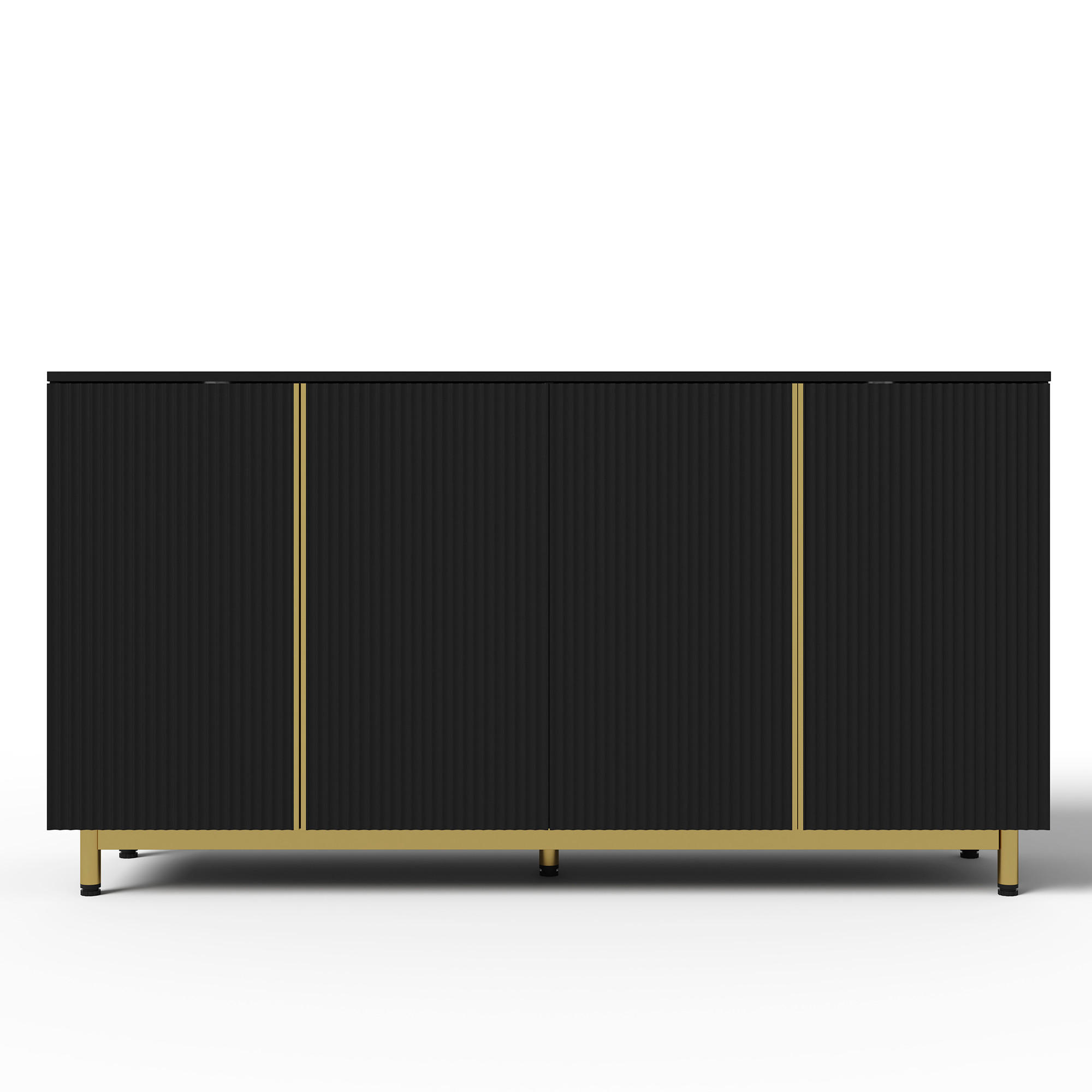 SIDEBOARD mit Flexibler Stauraum Schwarz und Gold - Weiß, Holzwerkstoff (150/81/41.5cm) - Urban Meuble