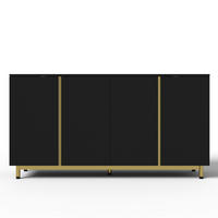 SIDEBOARD mit Flexibler Stauraum Schwarz und Gold - Weiß, Holzwerkstoff (150/81/41.5cm) - Urban Meuble
