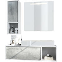 BADMÖBELSET La Costa Fronten in Beton Oxid Optik - Hellgrau, Holzwerkstoff (126.5/190/46cm) - Vladon