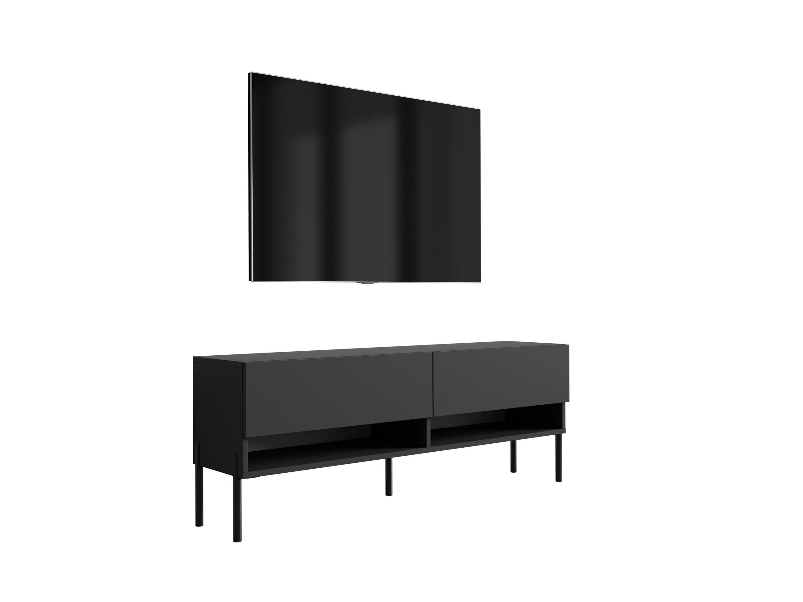 TV-LOWBOARD 140 cm Mattschwarz, gerade schwarze Beine, 140 × 32 × 52 cm - Schwarz, Holzwerkstoff (140/52/32cm) - 3XE LIVING