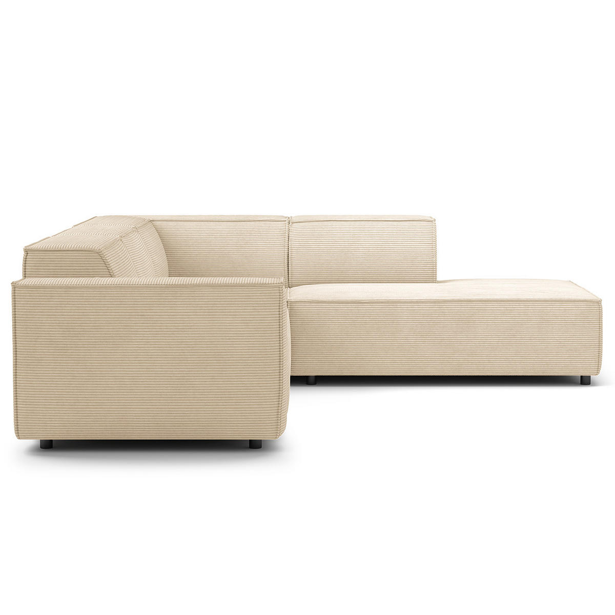 ECKSOFA mit Ottomane - Beige/Schwarz, Kunststoff/Textil (260/234cm) - home24