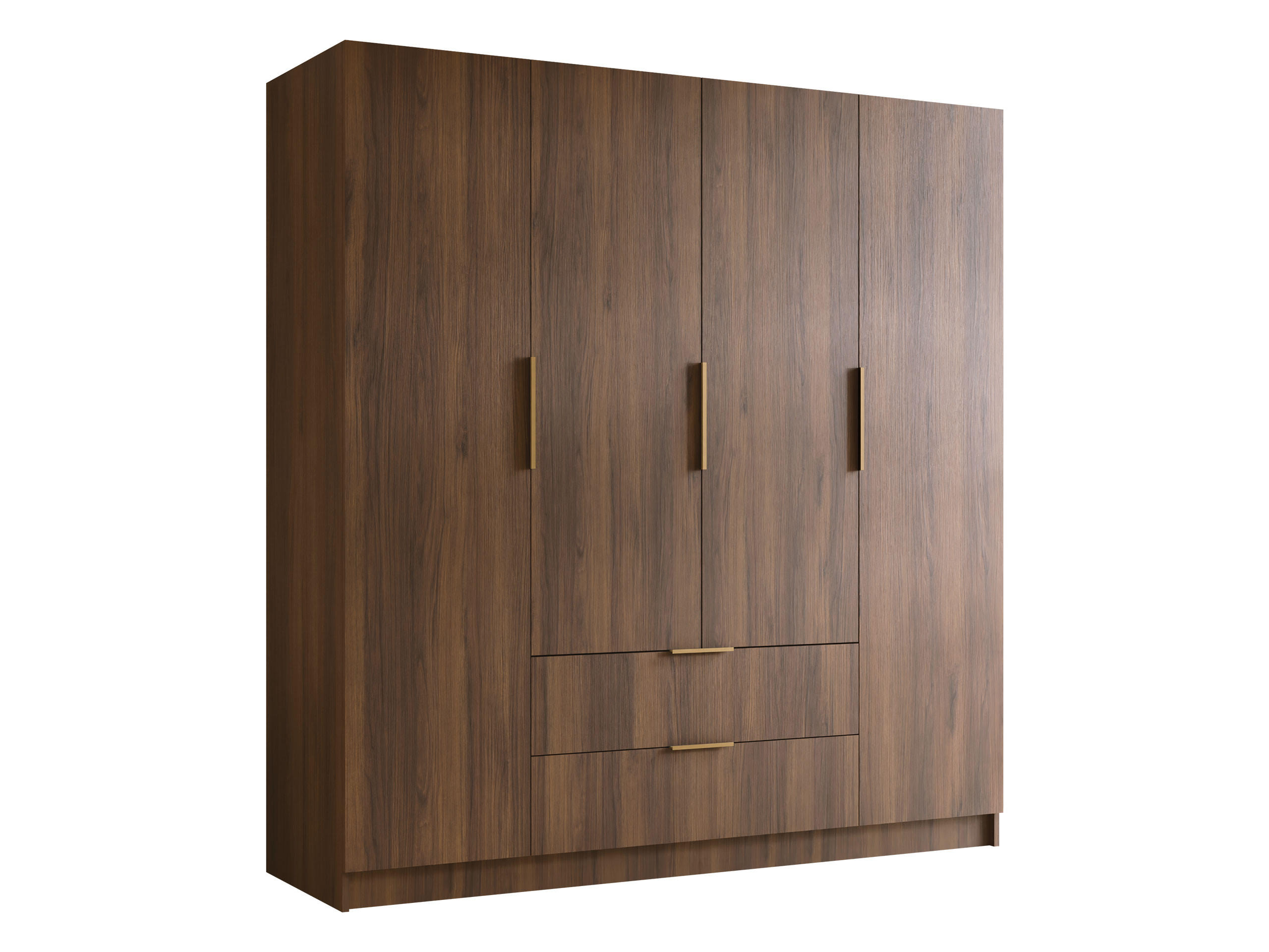 Mirjan24 Kleiderschrank Nussbaum, Gold 200x216x60 cm