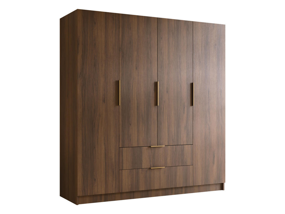 KLEIDERSCHRANK Sofia I - Goldfarben/Nussbaumfarben, Holzwerkstoff/Kunststoff (200/216/60cm) - MIRJAN24