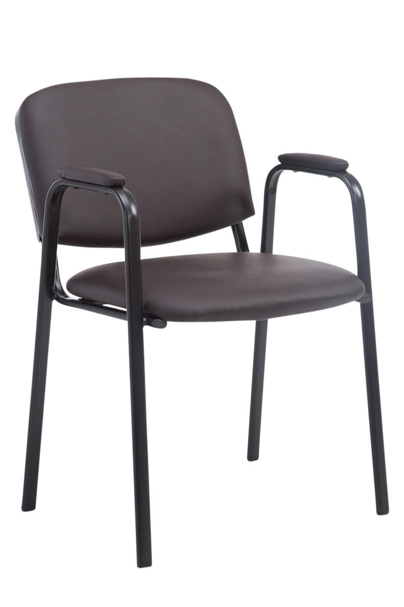 BESUCHERSTUHL Keen PRO, Kunstleder mit Armlehne - Gestell Schwarz / Bezug Braun - Schwarz/Braun, Textil/Metall (53/79/53cm) - TPFLiving