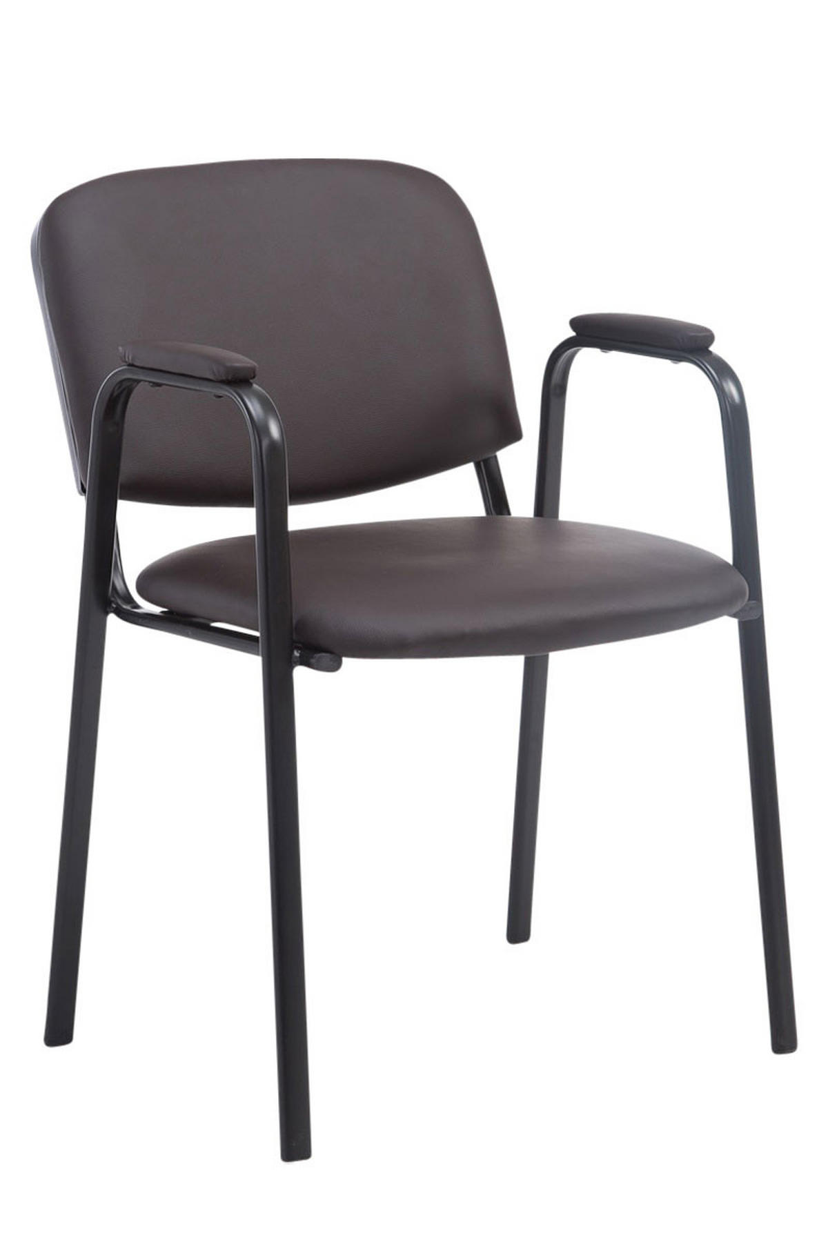 BESUCHERSTUHL Keen PRO, Kunstleder mit Armlehne - Gestell Schwarz / Bezug Braun - Schwarz/Braun, Textil/Metall (53/79/53cm) - TPFLiving