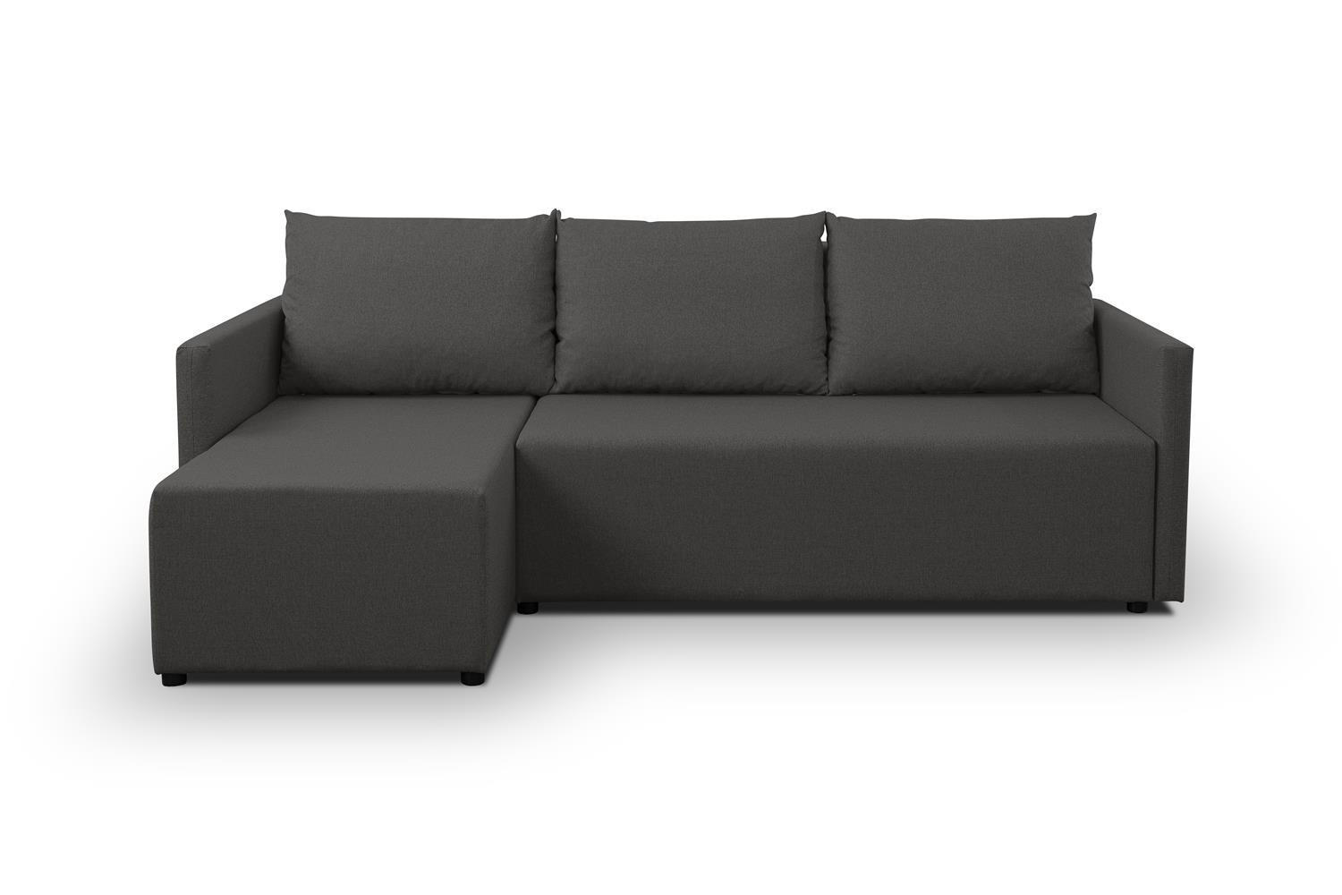 ECKSOFA Kriso Anthrazit, mit Schlaffunktion und Bettzeugstauraum - Anthrazit, Holzwerkstoff (217/138cm) - Bettso