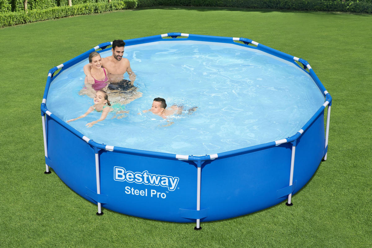 POOL Timm rund Blau 76x305x305cm - Blau, Kunststoff (305/76/305cm) - DELUKE