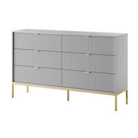 SIDEBOARD Grau KS154 Glamour Stil Mit Goldfarbenen Beinen - Grau, Holzwerkstoff (154/91/39cm) - Sepro Meble