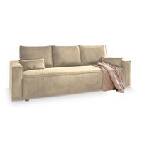 BETTSOFA ALATRI Creme Velours-Stoff mit Schlaffunktion - Creme, Textil (230/85/87cm) - MASSENO
