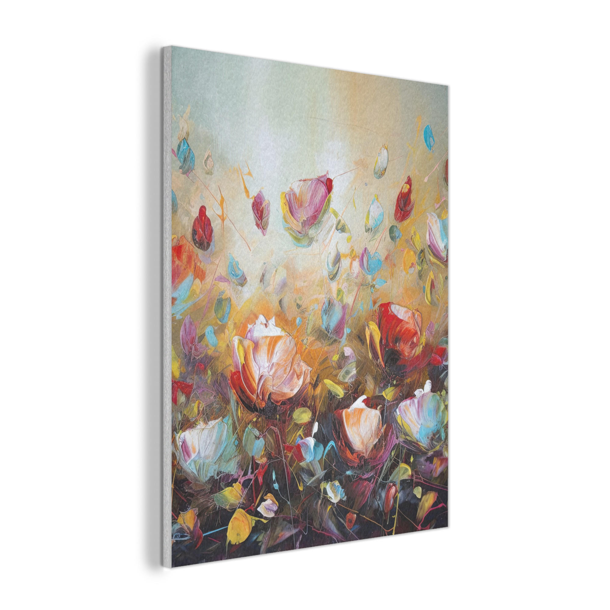 AKUSTIKPANEEL Blumen - Kunst - Natur - Ölgemälde 60x80 cm - Multicolor, Textil (60/0.9/80cm) - MuchoWow