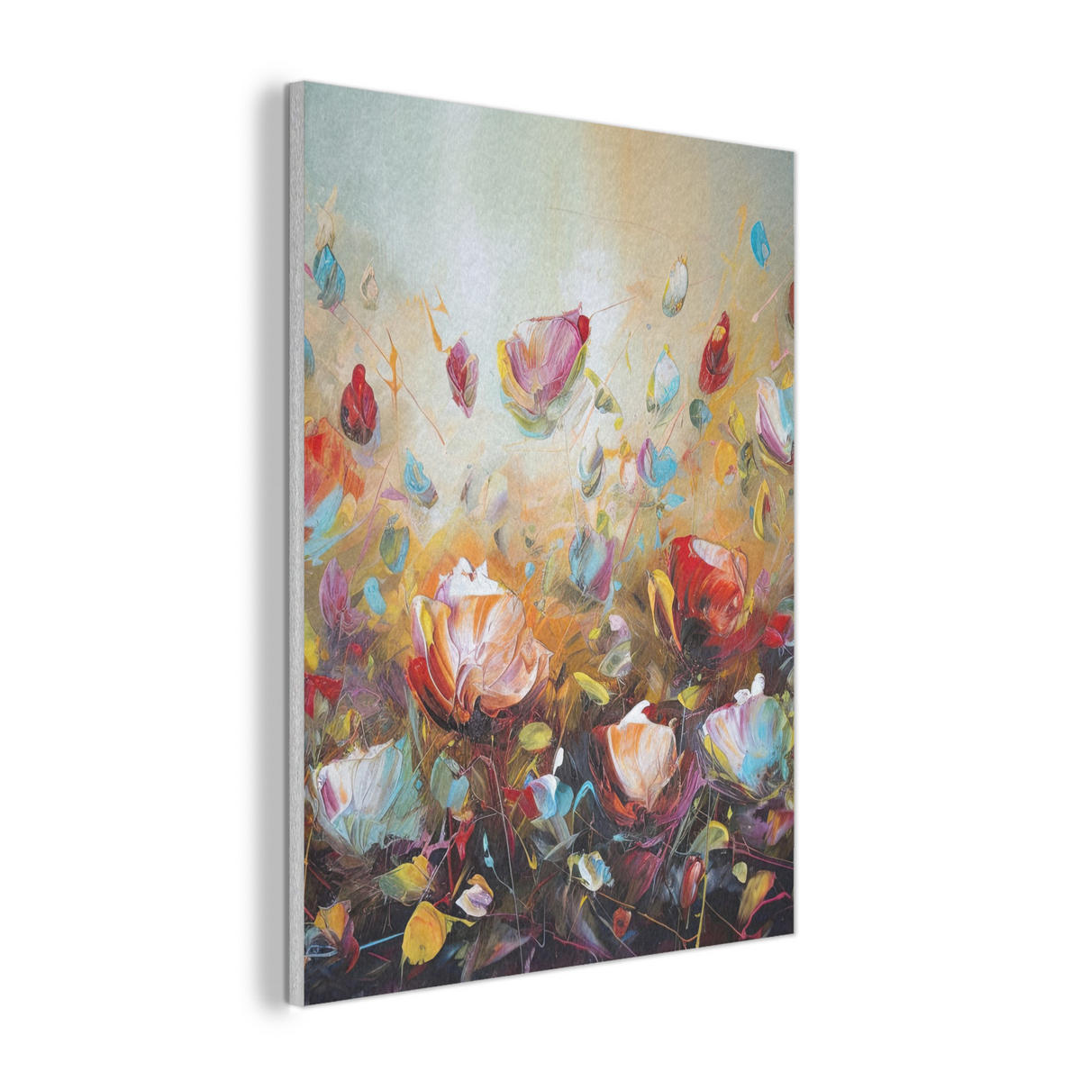 AKUSTIKPANEEL Blumen - Kunst - Natur - Ölgemälde 60x80 cm - Multicolor, Textil (60/0.9/80cm) - MuchoWow