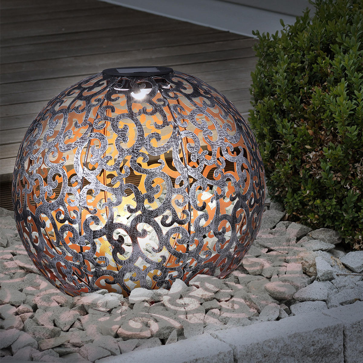 LED AUSSENLEUCHTE Kugel Schwarz - Schwarz, Metall (28.5/28.5/40cm) - Globo Lighting