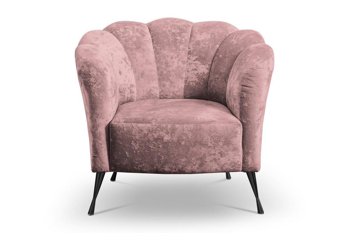 POLSTERSESSEL Adria mit Metallfüßen - Dunkelrosa/Schwarz, Holzwerkstoff/Textil (87/78/83cm) - Ravio
