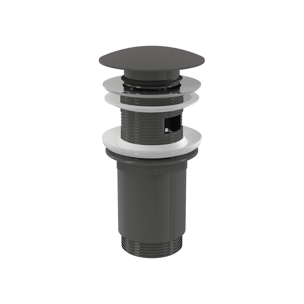 ABLAUFVENTIL CLICK/CLACK 5/4" Ganzmetall mit Überlauf, Gun-Metal-Glanz - Anthrazit, Kunststoff (7.5/7.5/15cm) - Alcadrain