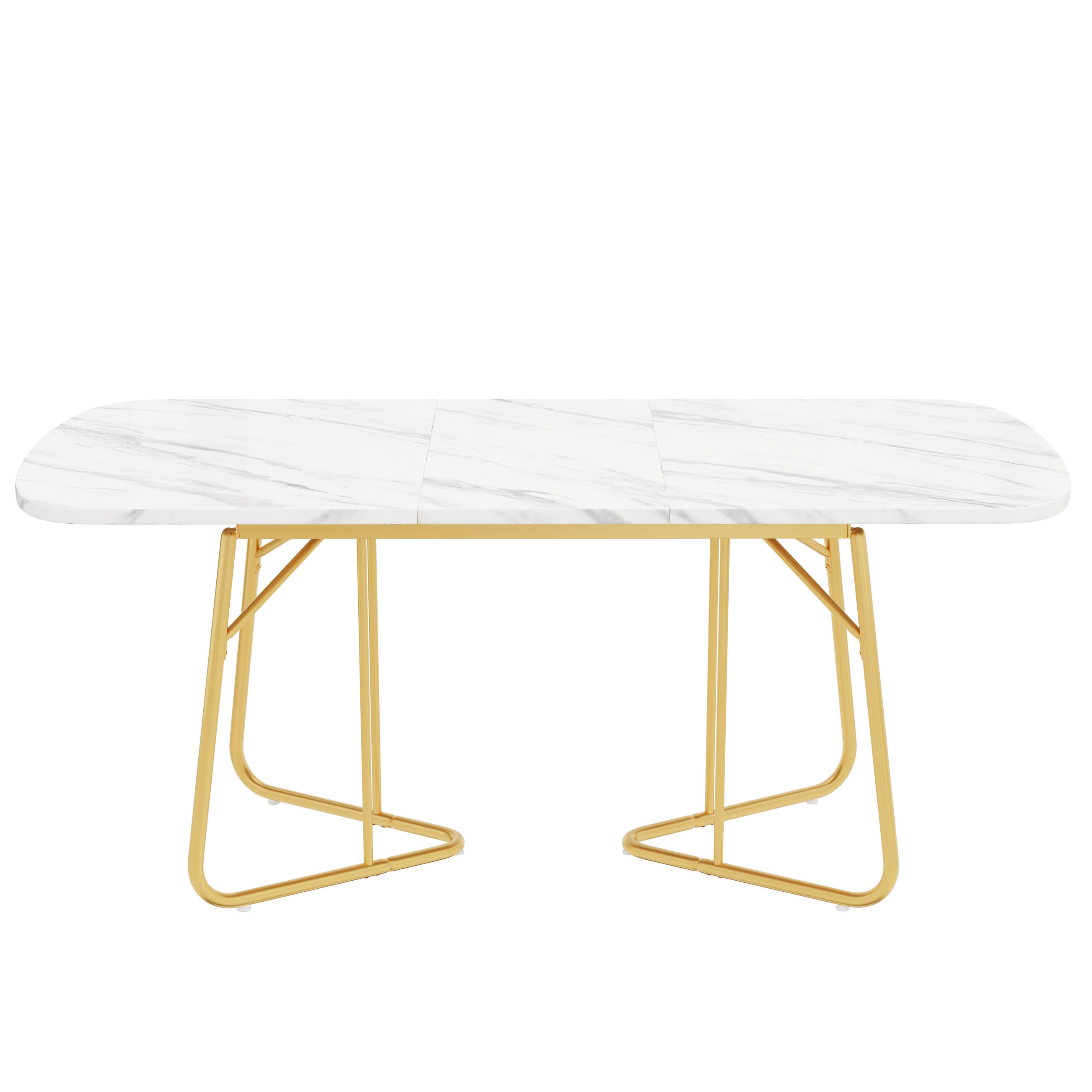 ESSTISCH 180/80/75 cm weiß mit Marmorstruktur und goldenen Metallbeinen - Schieferfarben, Holzwerkstoff (180/80/75cm) - OKWISH