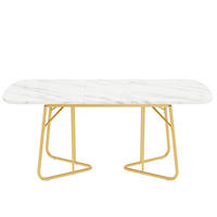 ESSTISCH 180/80/75 cm weiß mit Marmorstruktur und goldenen Metallbeinen - Schieferfarben, Holzwerkstoff (180/80/75cm) - OKWISH