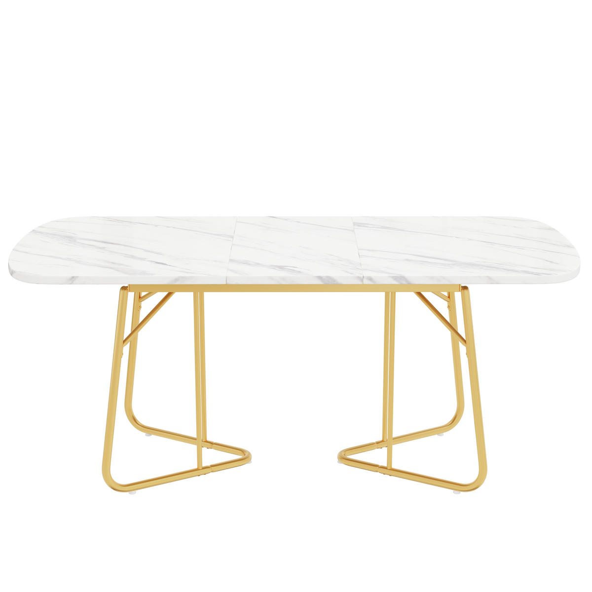 ESSTISCH 180/80/75 cm weiß mit Marmorstruktur und goldenen Metallbeinen - Schieferfarben, Holzwerkstoff (180/80/75cm) - OKWISH