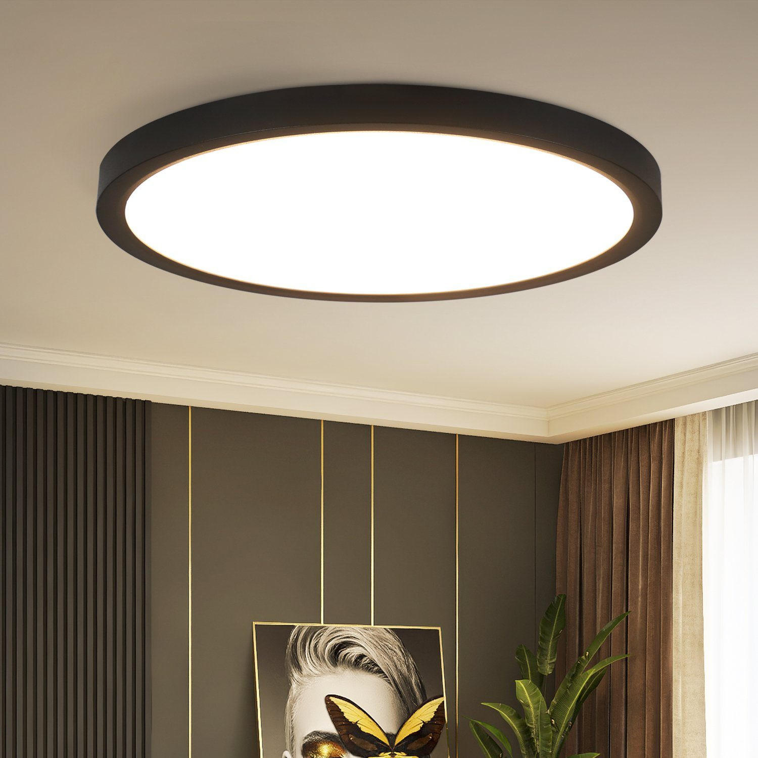 LED-DECKENLEUCHTE Berlin 22 cm - Schwarz, Kunststoff (22/22/2.5cm) - Nettlife