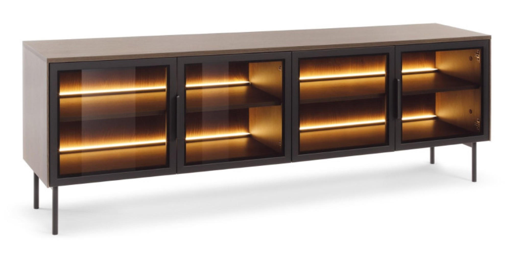 TV-SCHRANK Eiche Dunin LUMIN 4D LED - Schwarz, Holzwerkstoff (181.3/61.6/39.3cm) - Sepro Meble