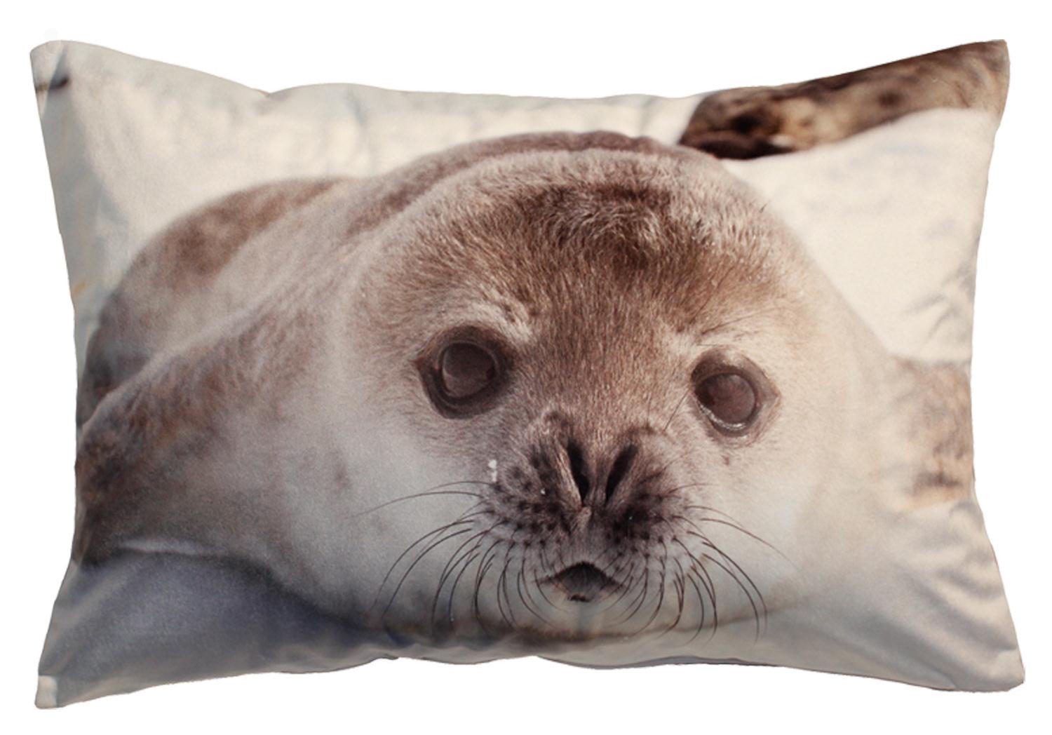 KISSENHÜLLE Kurzplüsch Fotodruck Seelöwe 40/60 cm - Beige, Textil (40/60cm) - TiborTex