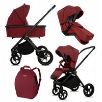 KINDERWAGEN Boldo 2in1 Brownie Babywanne, Buggy Sportsitz, Faltbar, Wickeltasche - Weinrot/Schwarz, Textil/Metall (58/98cm) - BabyLux