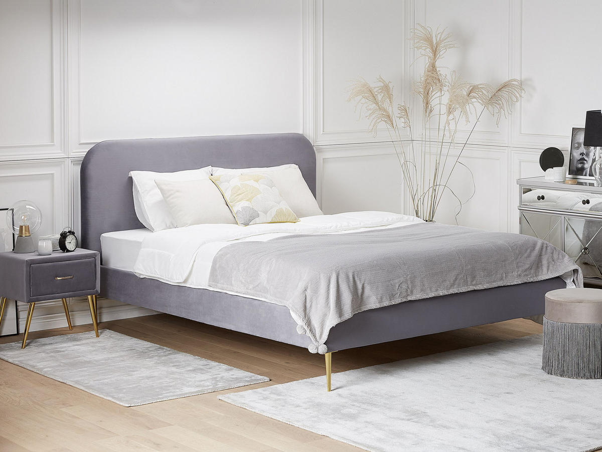 POLSTERBETT 180/200cm Grau Flayat - Grau, Textil (180/200cm) - Beliani