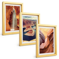 BILDER SET 3er Set - 20x30 cm Goldrahmen - Wasserfall in der Schlucht - Goldfarben, Kunststoff (20/30cm) - TULUP