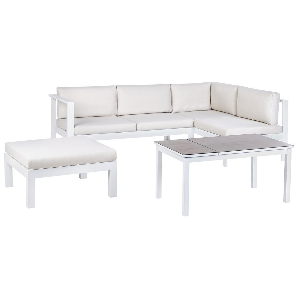 LOUNGE-SET 5-sitzer Aluminium Cremeweiß Messina - Weiß/Grau, Metall - Beliani