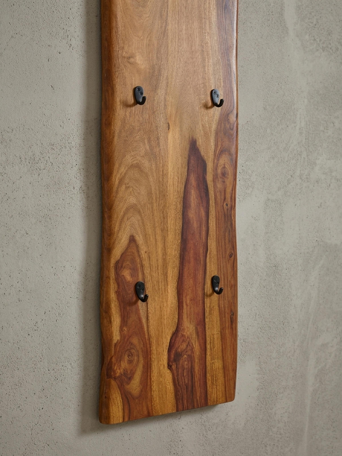 WANDGARDEROBE Massivholz Metall Modern mit Baumkante und 6 Haken - Braun, Holz (40/140/7cm) - KADIMA DESIGN