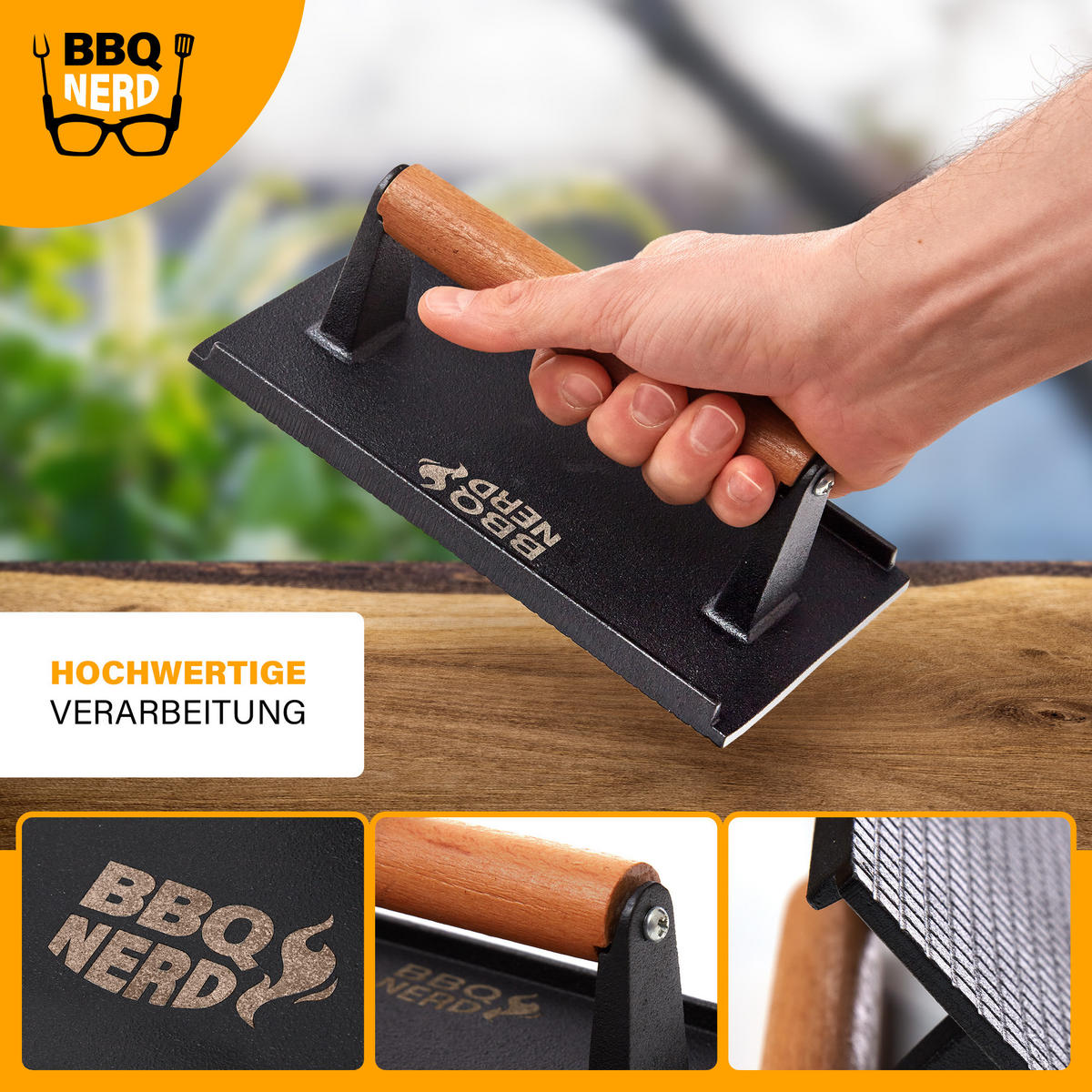 FLEISCHBESCHWERER Gusseisen 21x11cm - Schwarz, Metall (12/8/23cm) - BBQ Nerd