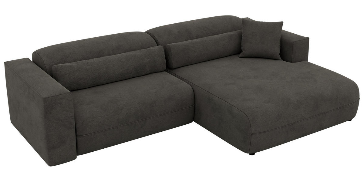 ROHOVÁ SEDAČKA PAZURRO L - Tmavosivá Samet - Vpravo - čierna/tmavosivá, textil/plast (288/180cm) - MKS