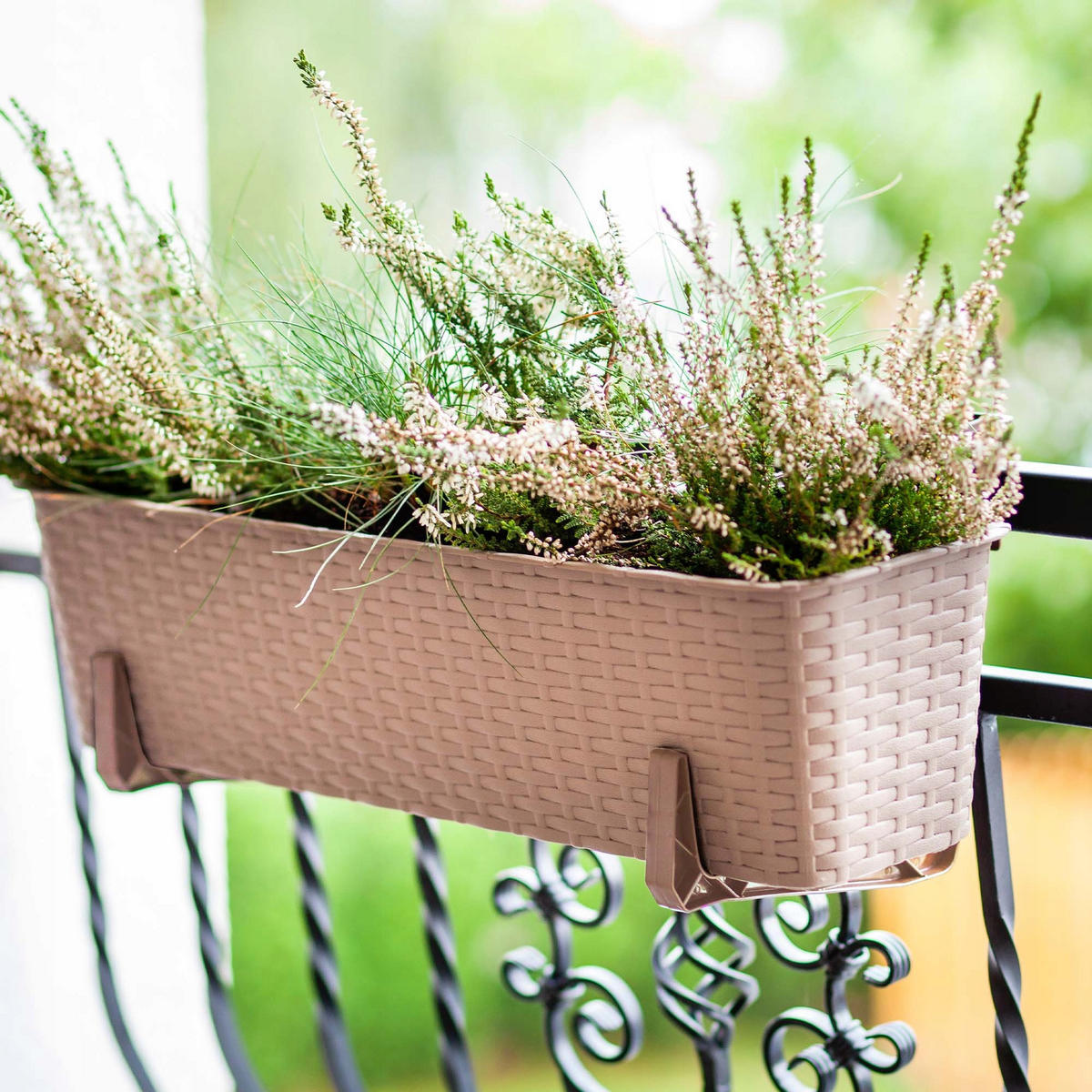 BALKONKASTEN mit Griffen, Beige, 40 cm, 3 Stk. - Beige, Kunststoff (17/40cm) - KADAX