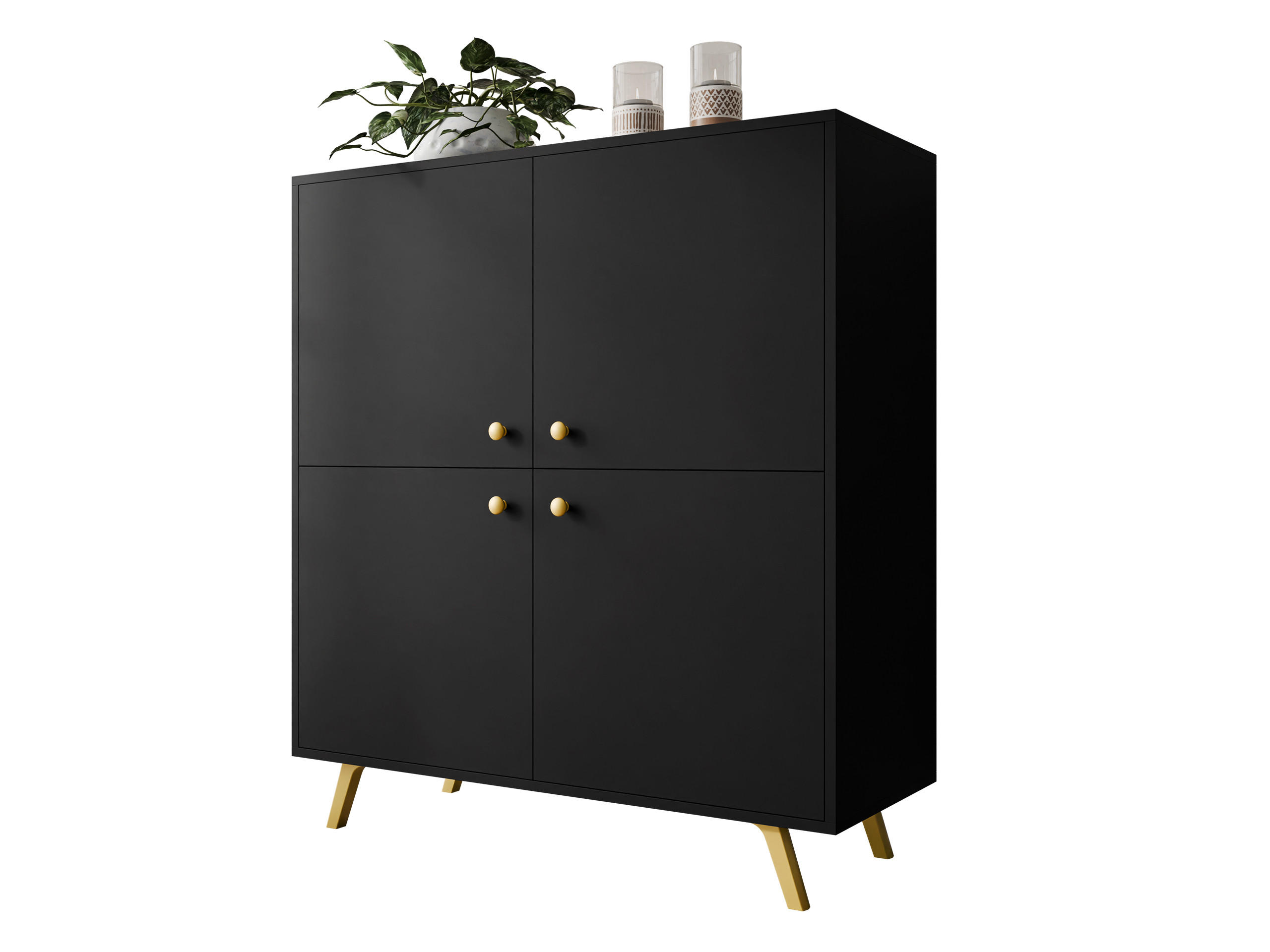 TÜRKOMMODE Siena 4D - Goldfarben/Schwarz, Holzwerkstoff/Metall (100/112/41cm) - MIRJAN24