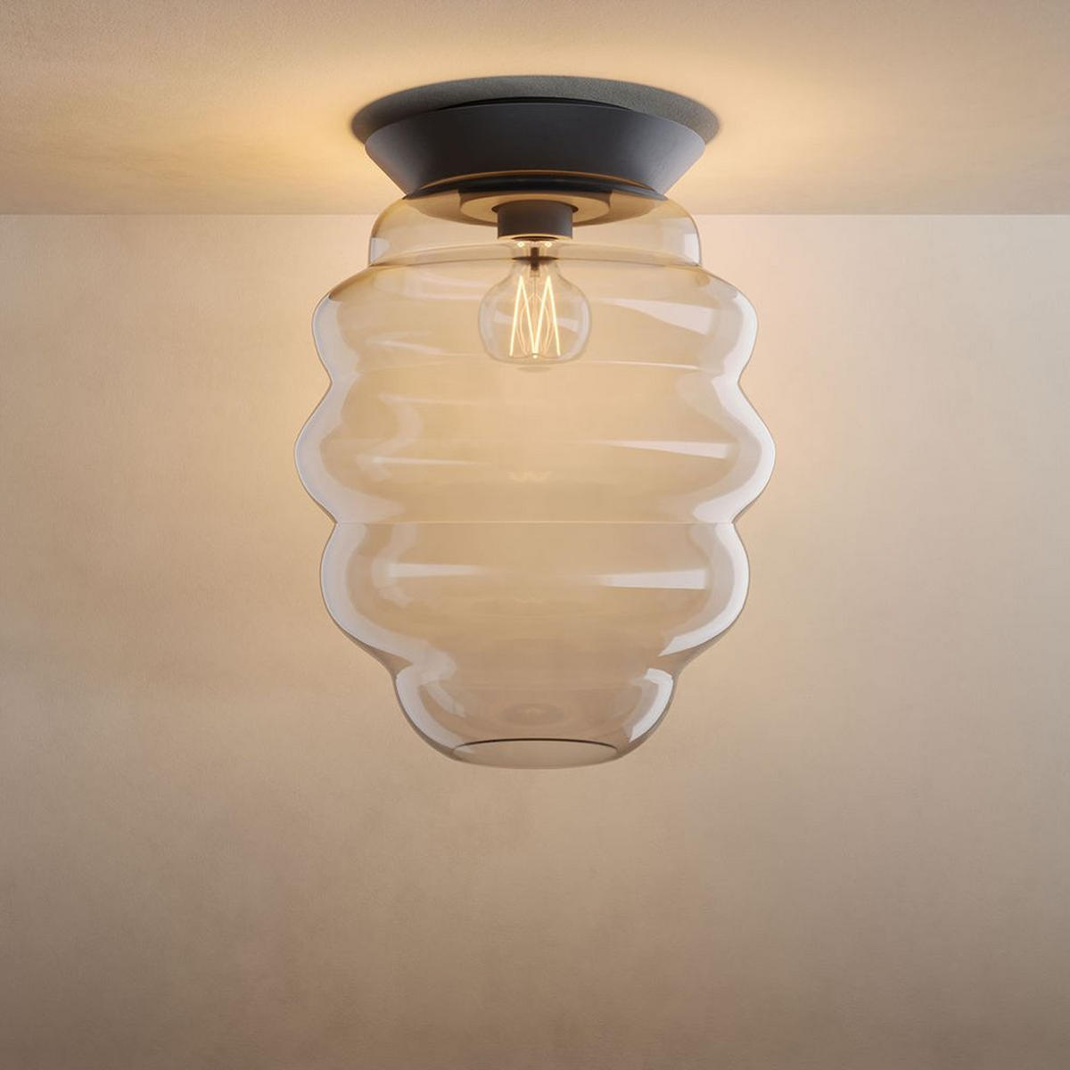 DECKENLEUCHTE Echos Braun Ø 25cm - Braun, Glas (25/25/31cm) - s.luce