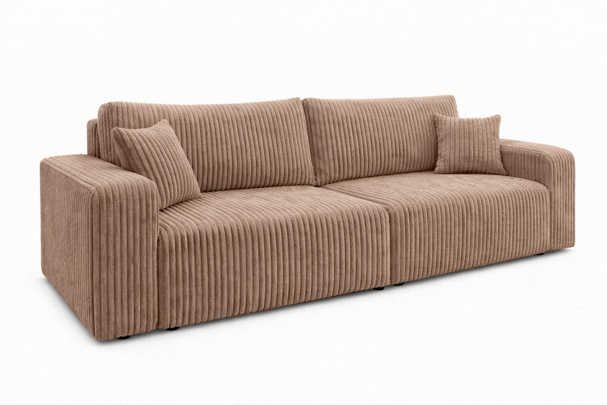 SOFA Mit Schlaffunktion Und Bettkasten, Cordstoff Tilia, Braun, BEST SCORNER - Braun, Holz (245/83/90cm) - Kaiser Möbel