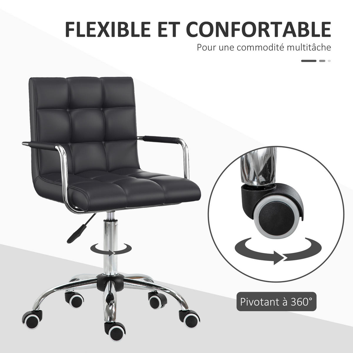 CHEFSESSEL DE-11658 höhenverstellbar mit Steppung Schwarz - Schwarz, Metall (54/99/525cm) - ComfortXL
