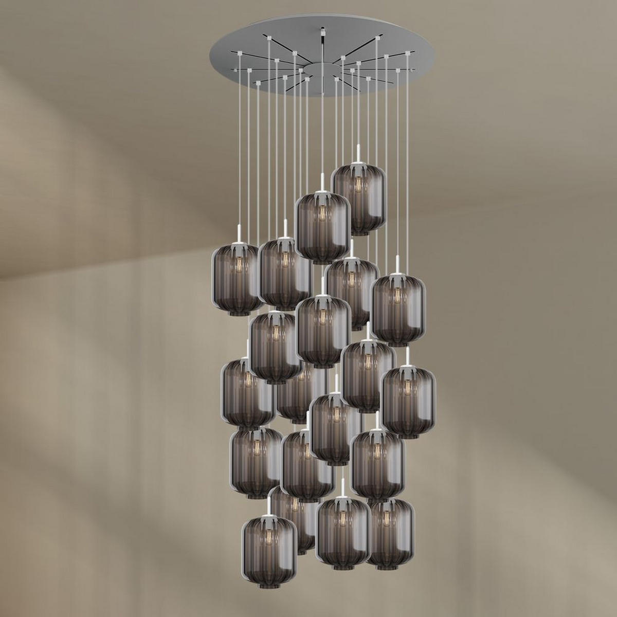 GALERIELEUCHTE Velo 20-flammig Rauch Ø 25 cm - Anthrazit/Weiß, Glas (25/25/27cm) - s.luce