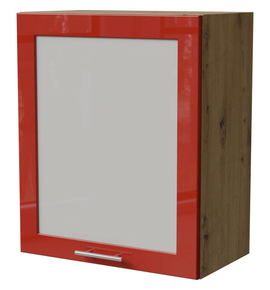 KÜCHENHÄNGESCHRANK Brerra W2S/60 Eiche Artisan / RAL 3002 karminrot Hochglanz 60 / 32,5 / 72cm - Rot/Eiche Artisan, Holz/Holzwerkstoff (60/72/32.5cm) - Feldmann-Wohnen