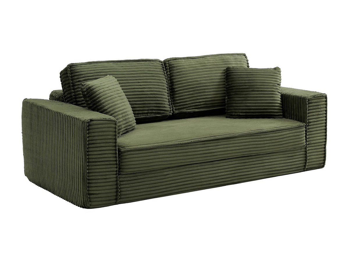 SCHLAFSOFA - 3 Personen - samt - khaki Kitilo - Schlammfarben, Textil (213/85/109cm) - Vente-Unique