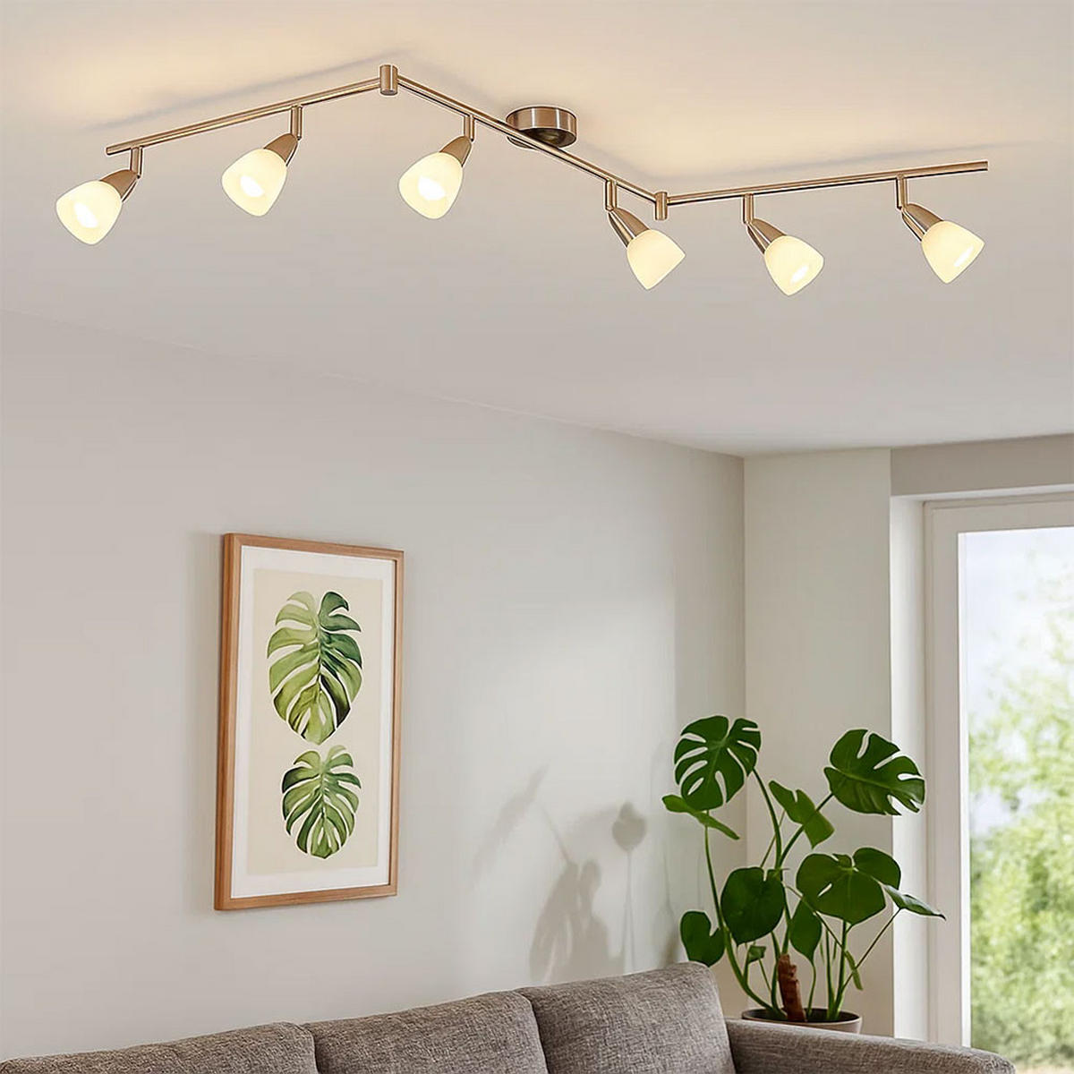 LED DECKENLEUCHTE Metall Chrom Silber - Silberfarben, Glas (145/8.5/19.5cm) - Globo Lighting